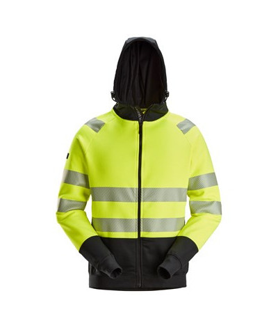 High-visibility hoodie with full-length zipper, class 2