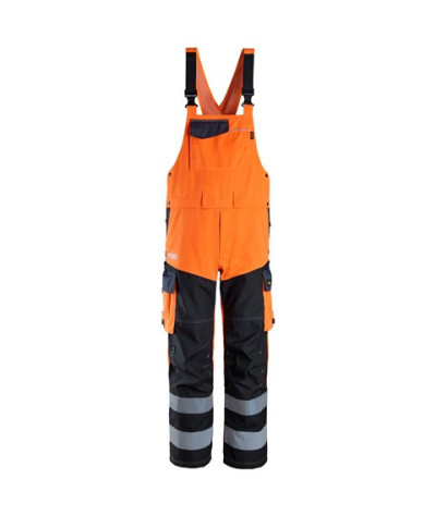 Full length trousers with reinforced front leg, high visibility orange class 2