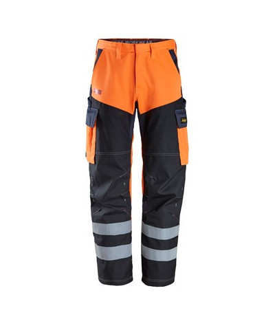 Trousers with reinforced front leg, high-visibility orange class 1