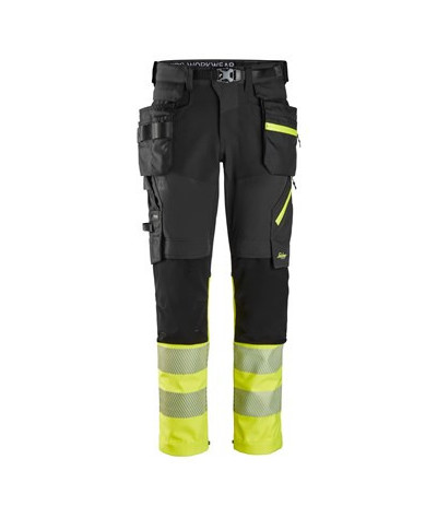 High visibility trousers with removable holster pockets, class 1